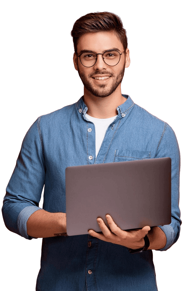 Business owner managing work from a laptop