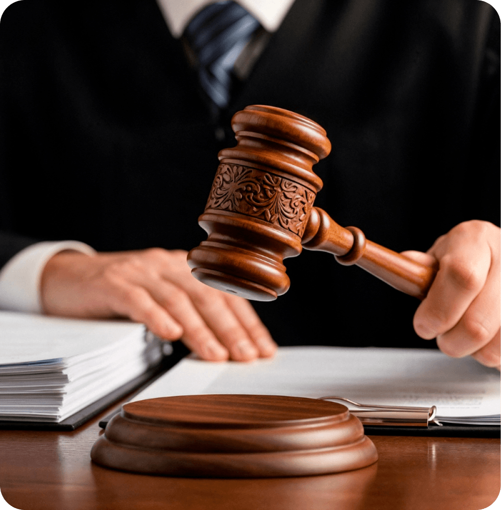 Legal gavel representing employment law risk in offshore hiring