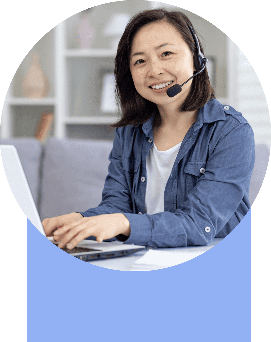 Professional Filipino staff member with headset ready to join your team